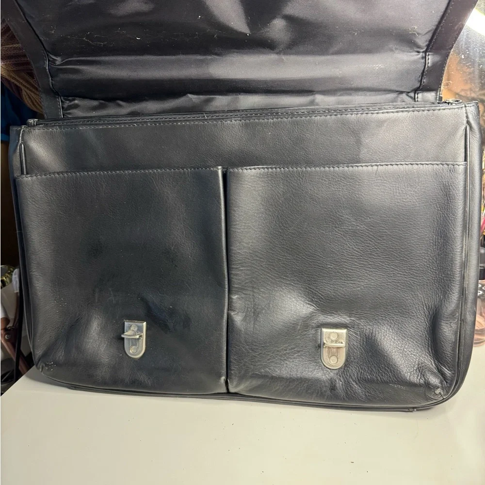 Vintage Genuine Leather Black Briefcase Black Leather